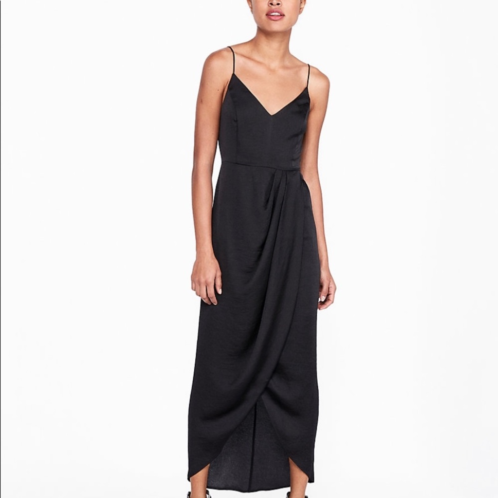 *RED* Satin Faux Wrap Maxi Dress